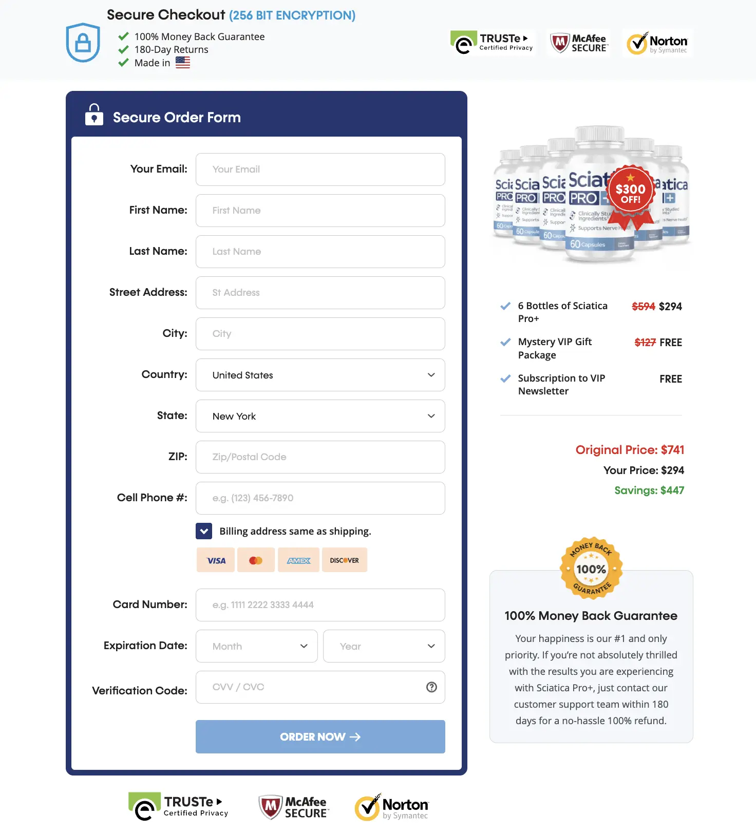 Sciatica Pro Order Form